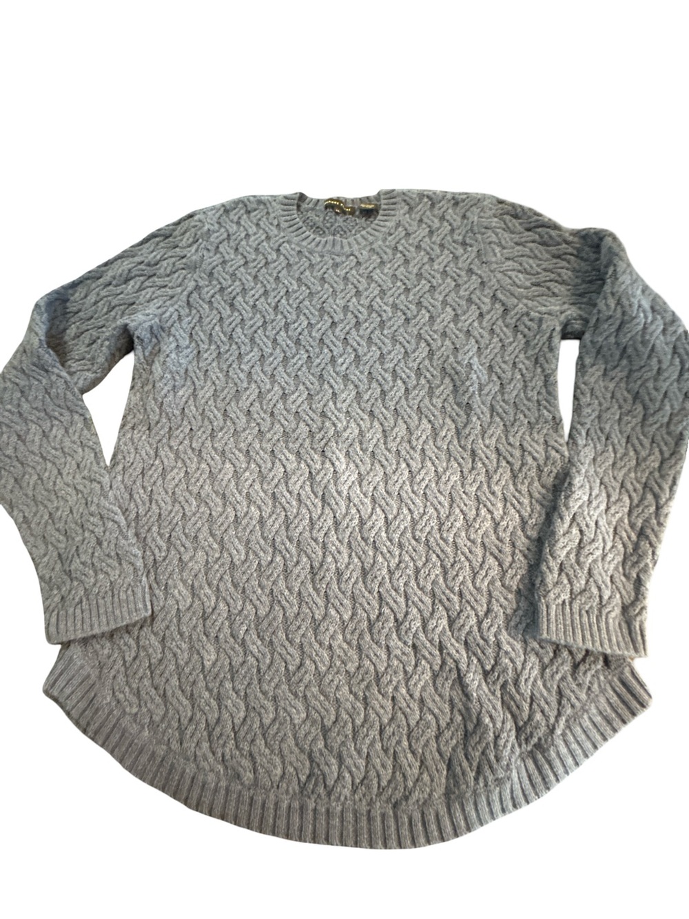 Jeanne Pierre Preppy Blue Cable Knit Sweater Cotton Chunky Pullover XL Coastal